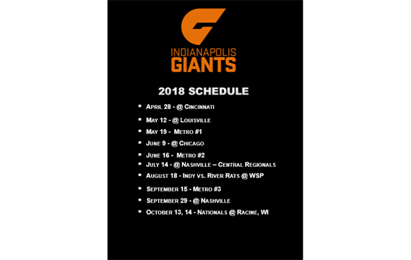 Indy Giants 2018 Season Schedule