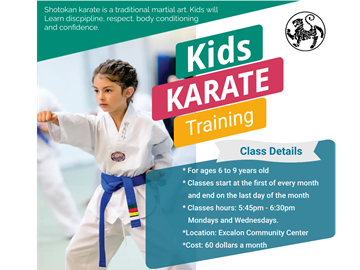 NEW- Kids Karate Class (Ages 6-9)