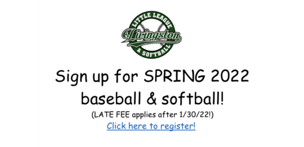 Spring 2022 Baseball & Softball Registration!