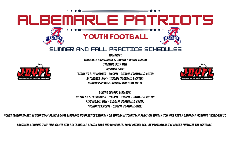 Practice & Game Schedules