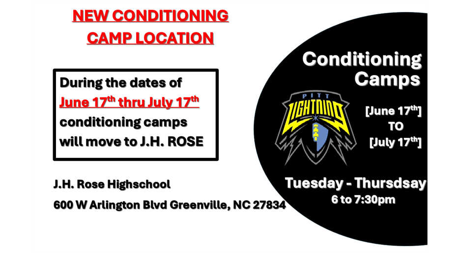Conditioning Camp - Location Change
