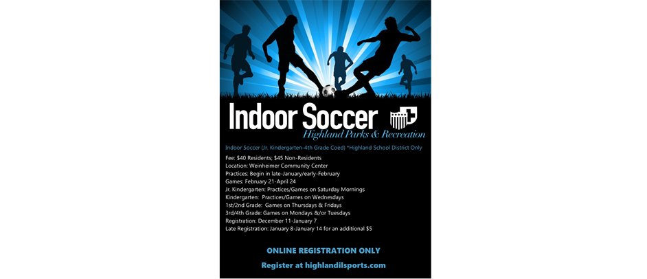 Indoor Soccer Registration Opens Dec. 11th