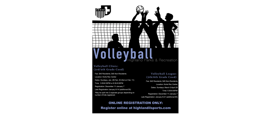 Volleyball Registration Opens Dec. 11th