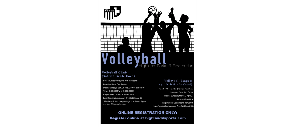 Volleyball Registration Opens Dec. 9th