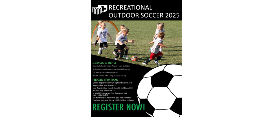 Outdoor Soccer Registration Opens May 1st