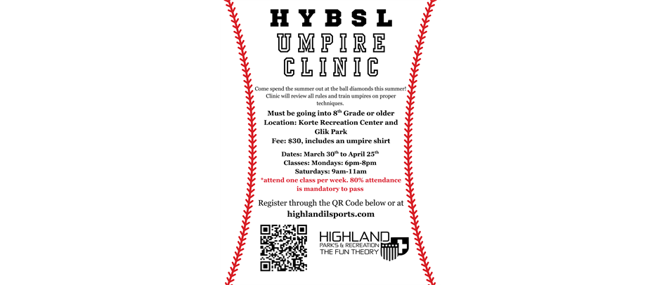 Register NOW for Baseball/Softball Umpire Clinic