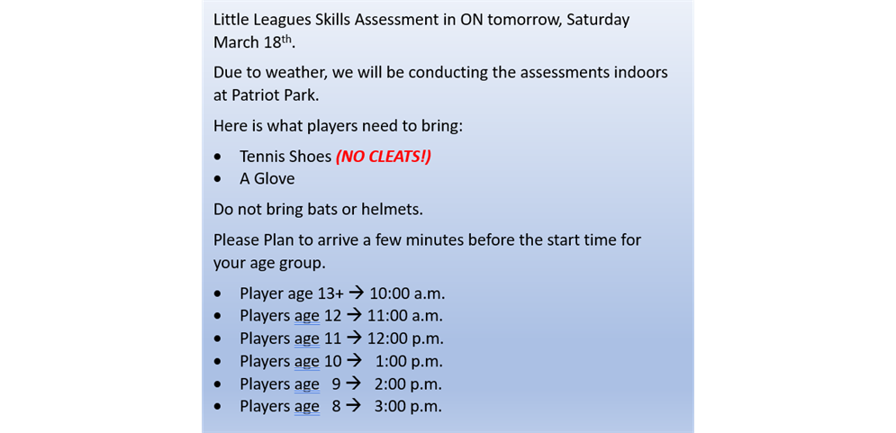 Skills Assessment Change