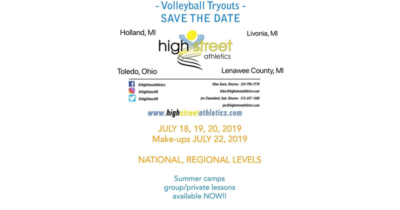 HIGH STREET 2019 TRYOUTS - SAVE THE DATES!