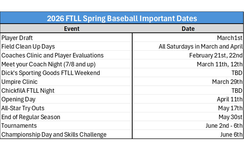 2026 Spring Baseball Schedule 
