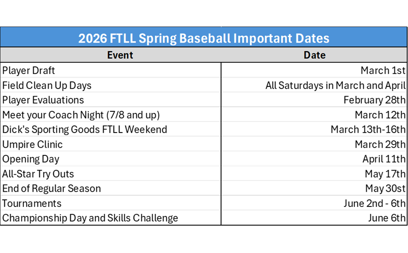 2026 Spring Baseball Schedule 