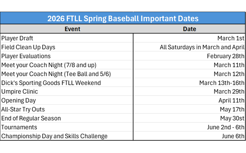 2026 Spring Baseball Schedule 