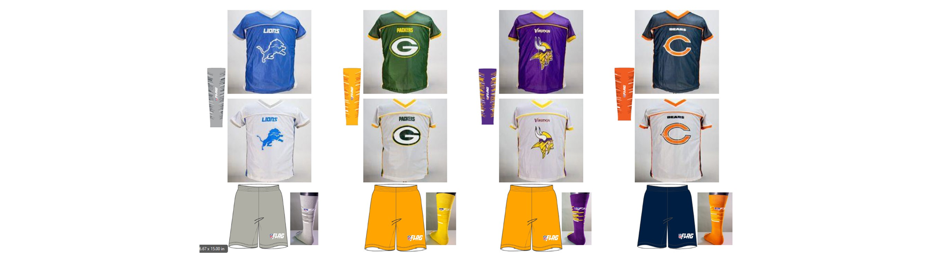 Reversible NFL jerseys with optional sleeves, shorts, and socks