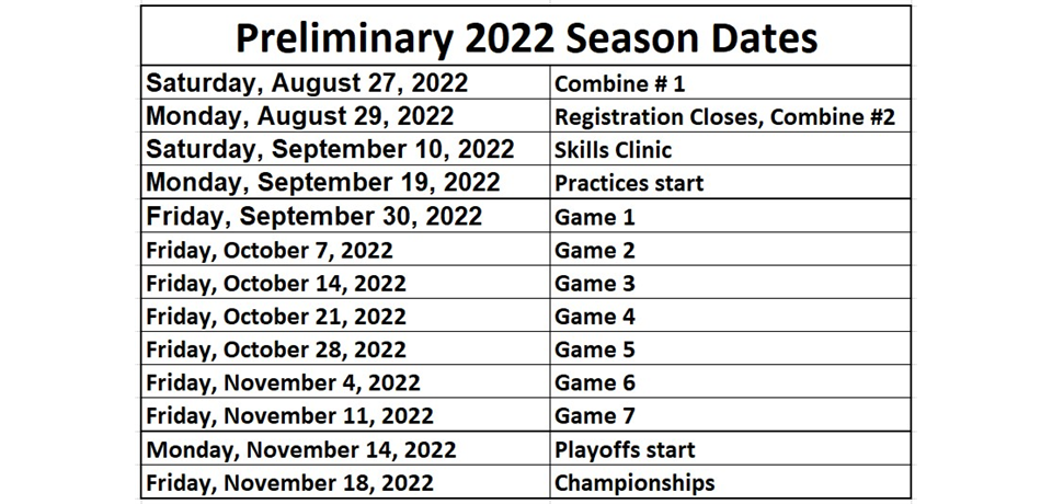 Key dates for fall 2022 season