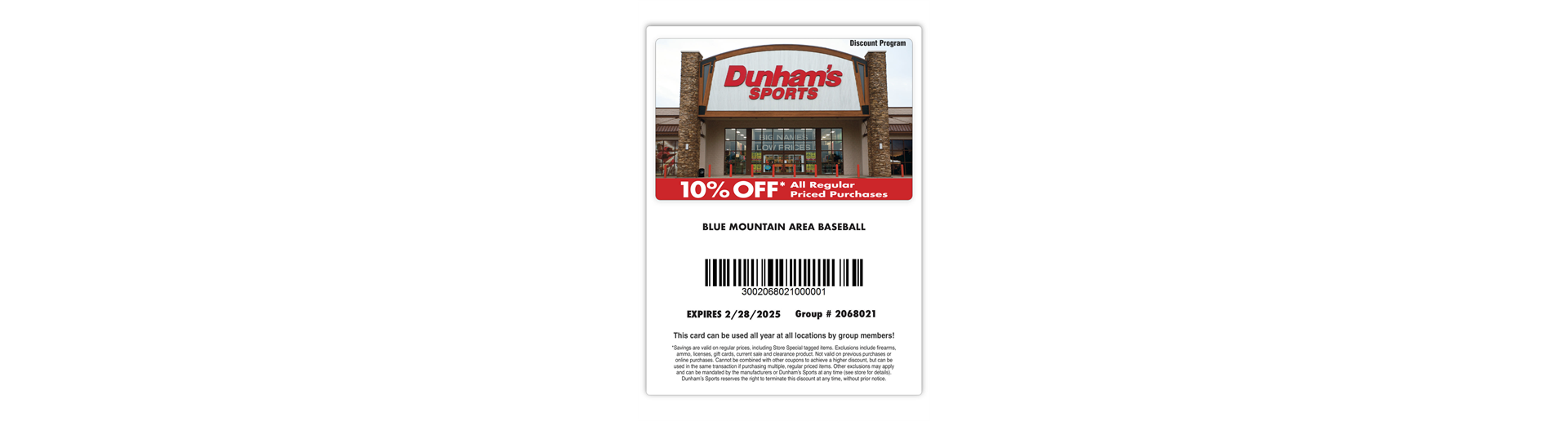 Dunham's 10% all year