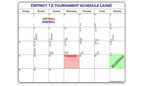 June Tournament Calendar