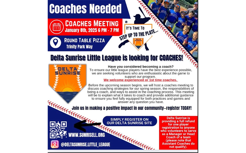 COACHES NEEDED! COACHES MEETING 1/8/25