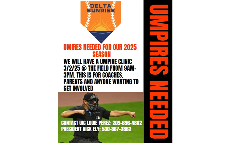 UMPIRES NEEDED FOR 2025 SEASON