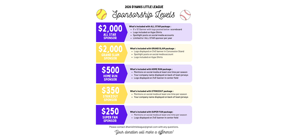 Looking for Sponsors for 2026 Season