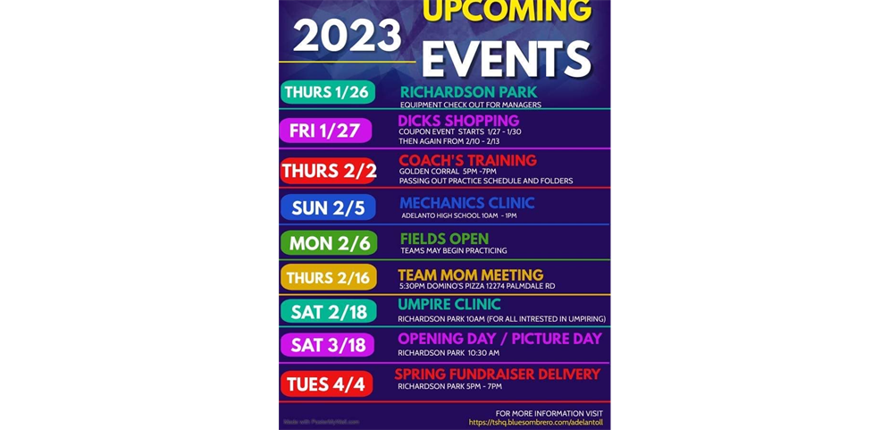 UPCOMING EVENT DATES