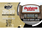 20% off discount at Dunham's